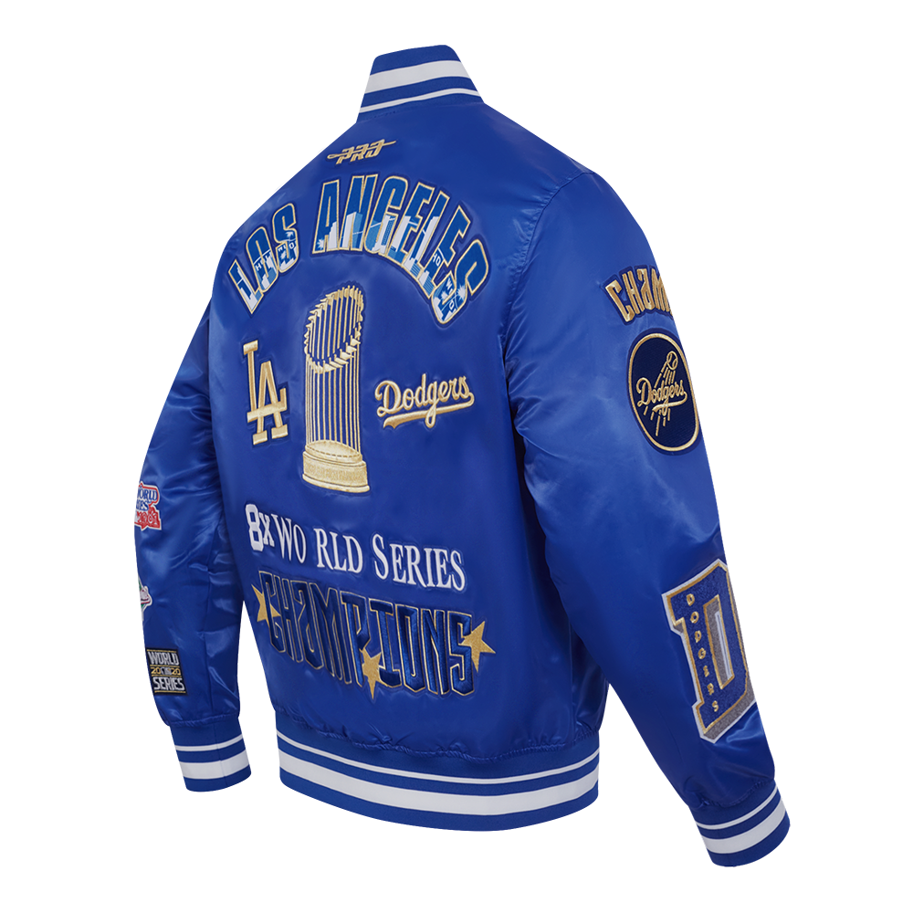MLB LOS ANGELES DODGERS WORLD SERIES VESTE EN SATIN À BORDS CÔTELÉS 2024 POUR HOMME (BLEU DODGER)