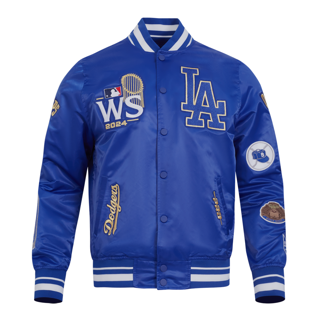 MLB LOS ANGELES DODGERS WORLD SERIES VESTE EN SATIN À BORDS CÔTELÉS 2024 POUR HOMME (BLEU DODGER)