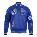 MLB LOS ANGELES DODGERS WORLD SERIES VESTE EN SATIN À BORDS CÔTELÉS 2024 POUR HOMME (BLEU DODGER)