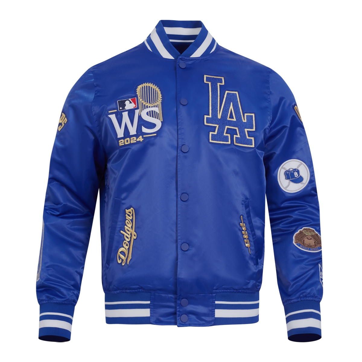 MLB LOS ANGELES DODGERS WORLD SERIES VESTE EN SATIN À BORDS CÔTELÉS 2024 POUR HOMME (BLEU DODGER)