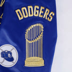 MLB LOS ANGELES DODGERS WORLD SERIES VESTE EN SATIN À BORDS CÔTELÉS 2024 POUR HOMME (BLEU DODGER)