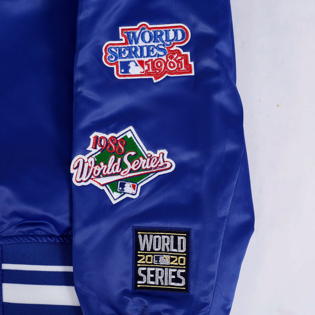 MLB LOS ANGELES DODGERS WORLD SERIES VESTE EN SATIN À BORDS CÔTELÉS 2024 POUR HOMME (BLEU DODGER)