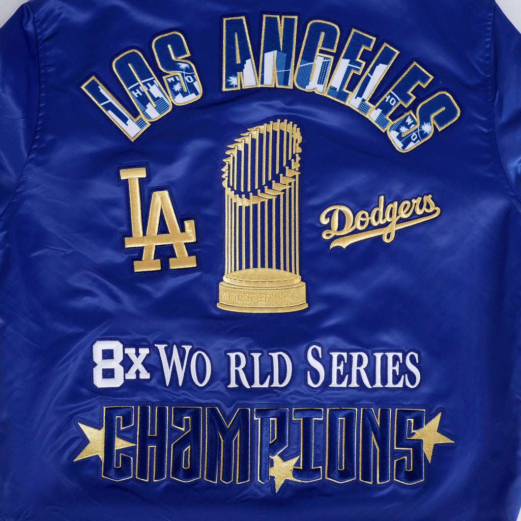 MLB LOS ANGELES DODGERS WORLD SERIES VESTE EN SATIN À BORDS CÔTELÉS 2024 POUR HOMME (BLEU DODGER)