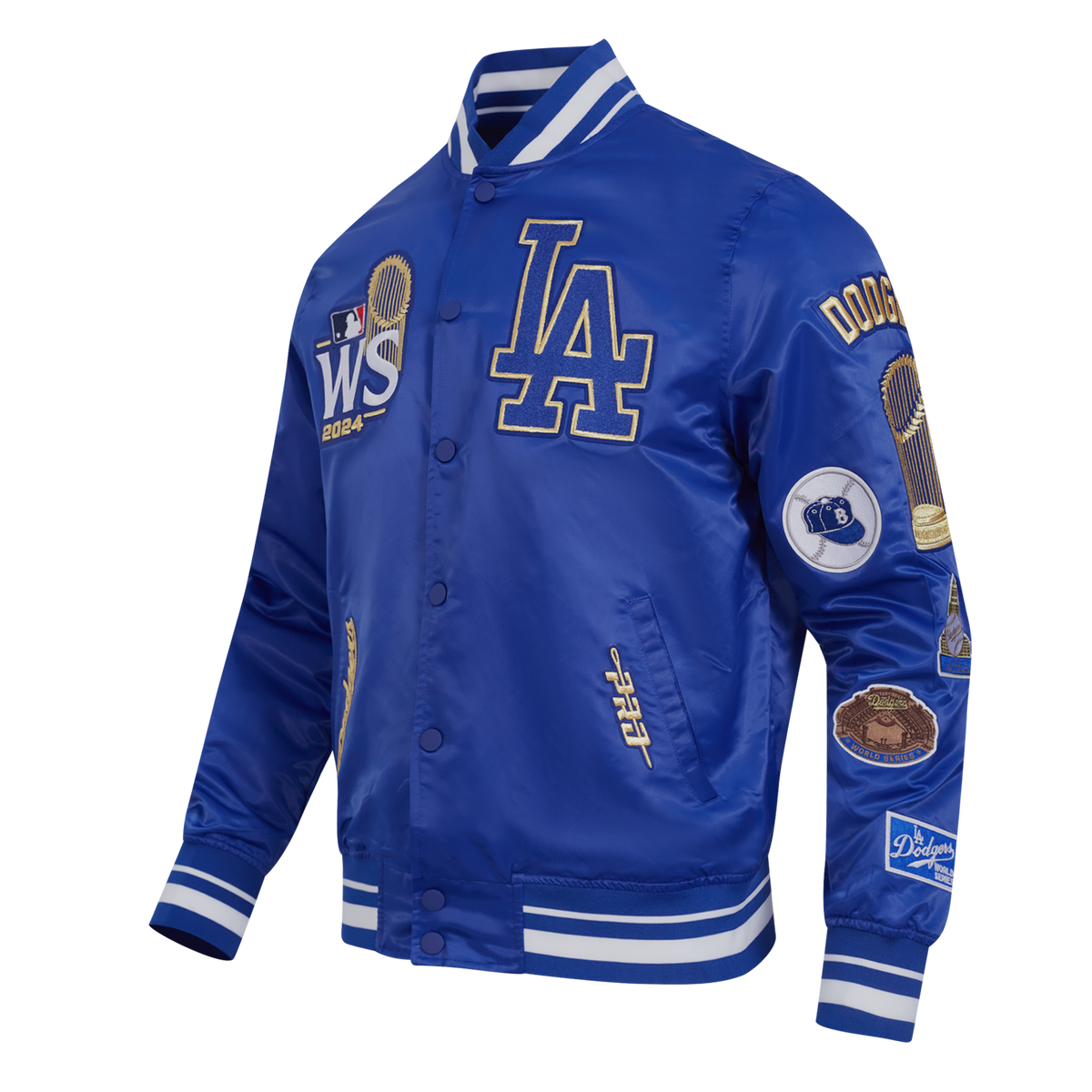 MLB LOS ANGELES DODGERS WORLD SERIES VESTE EN SATIN À BORDS CÔTELÉS 2024 POUR HOMME (BLEU DODGER)