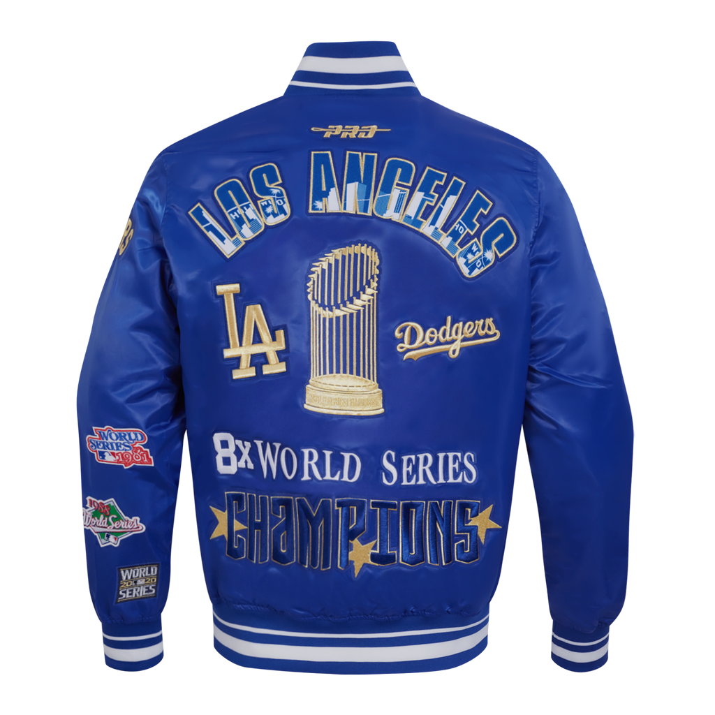 MLB LOS ANGELES DODGERS WORLD SERIES VESTE EN SATIN À BORDS CÔTELÉS 2024 POUR HOMME (BLEU DODGER)