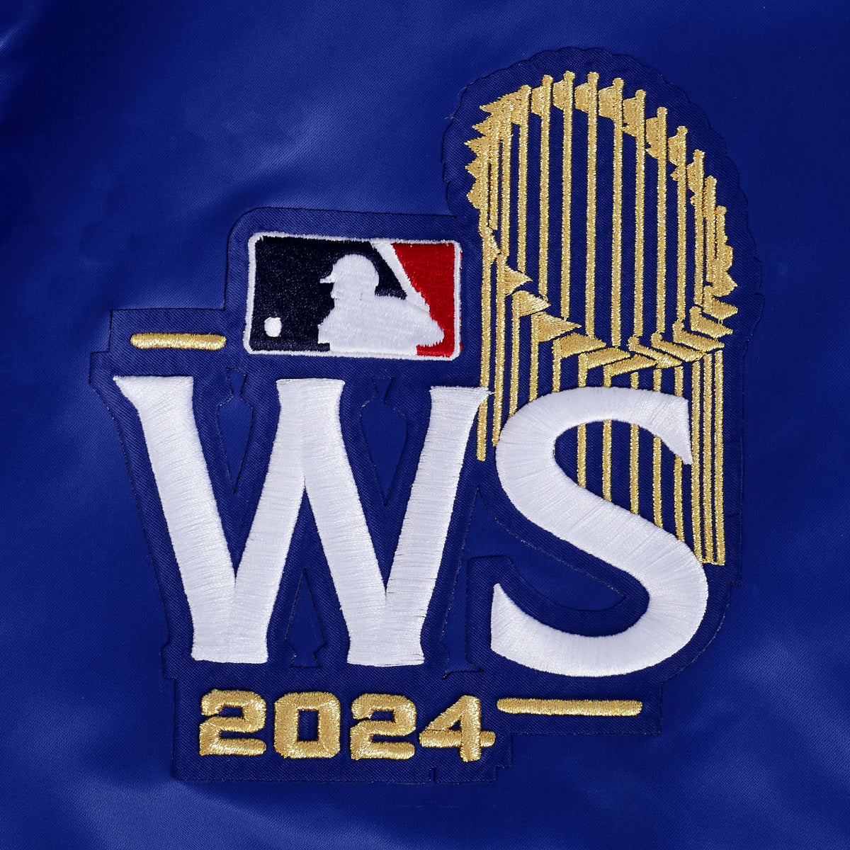 MLB LOS ANGELES DODGERS WORLD SERIES VESTE EN SATIN À BORDS CÔTELÉS 2024 POUR HOMME (BLEU DODGER)