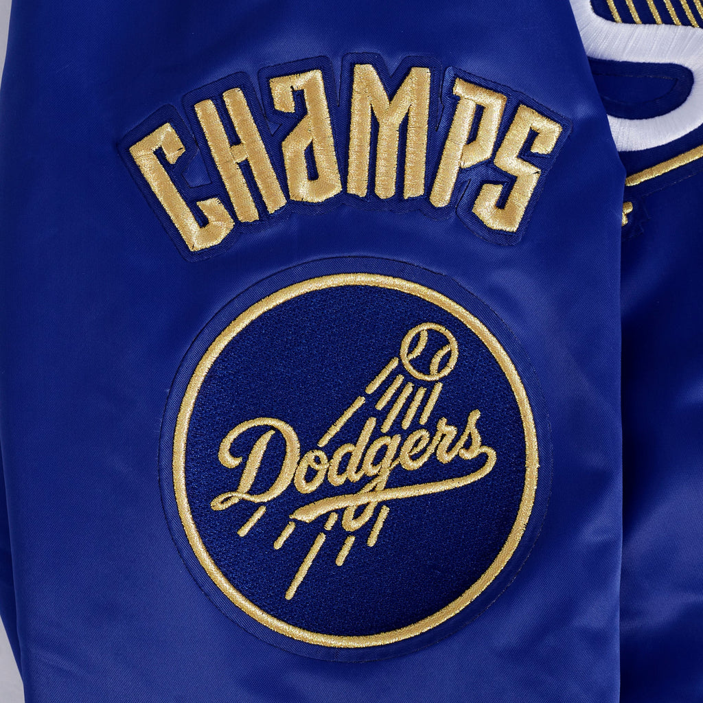 MLB LOS ANGELES DODGERS WORLD SERIES VESTE EN SATIN À BORDS CÔTELÉS 2024 POUR HOMME (BLEU DODGER)