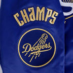 MLB LOS ANGELES DODGERS WORLD SERIES VESTE EN SATIN À BORDS CÔTELÉS 2024 POUR HOMME (BLEU DODGER)
