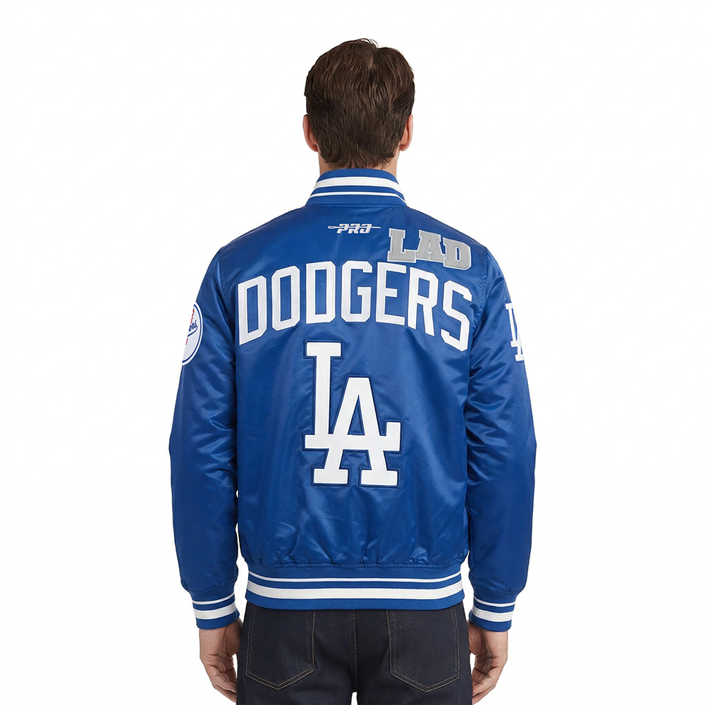 MLB LOS ANGELES DODGERS LETTERMAN MEN'S SATIN JACKET (DODGER BLUE)