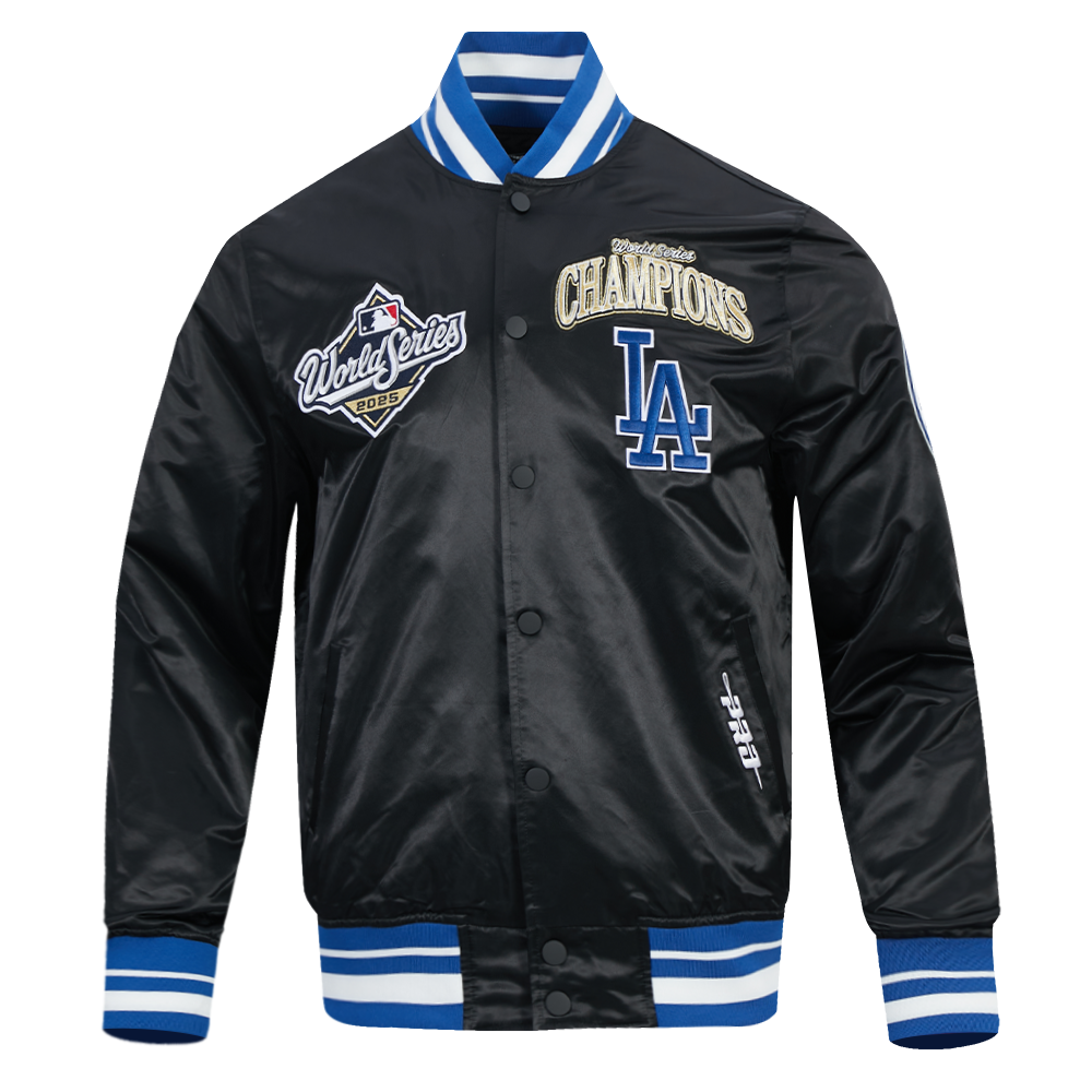 LOS ANGELES DODGERS MLB WORLD SERIES 2025 PRO SATIN YD RIB JACKET (BLACK/DODGER BLUE)