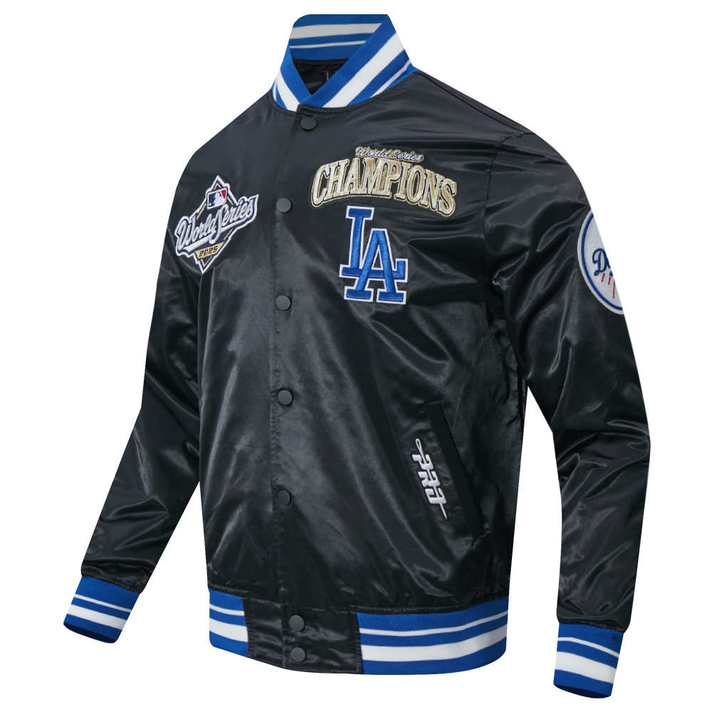 LOS ANGELES DODGERS MLB WORLD SERIES 2025 PRO SATIN YD RIB JACKET (BLACK/DODGER BLUE)