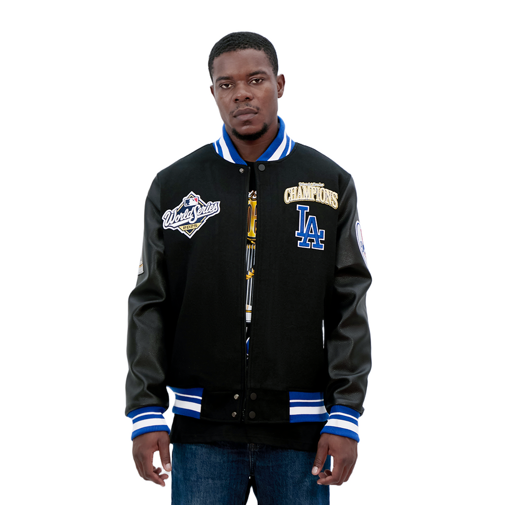 LOS ANGELES DODGERS MLB WORLD SERIES 2025 MEN'S RIB WOOL VARSITY JACKET (BLACK/DODGER BLUE)