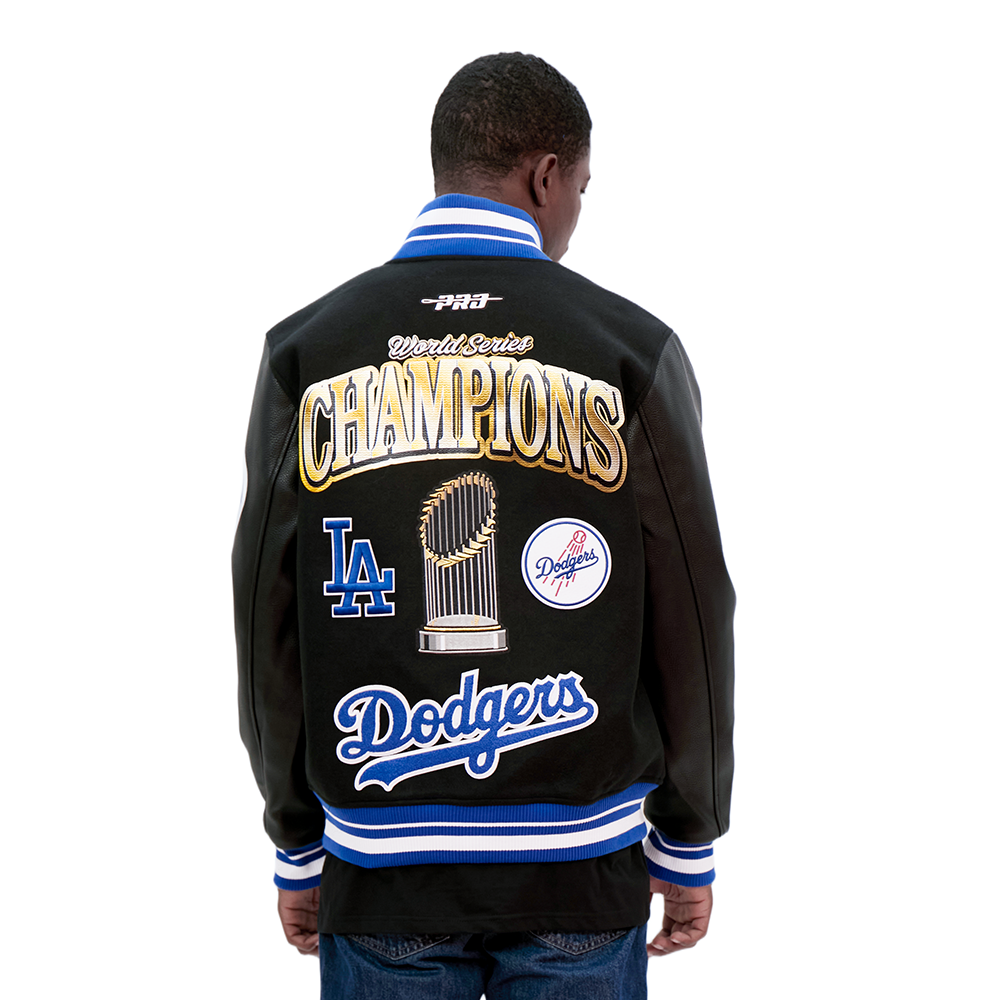 LOS ANGELES DODGERS MLB WORLD SERIES 2025 MEN'S RIB WOOL VARSITY JACKET (BLACK/DODGER BLUE)