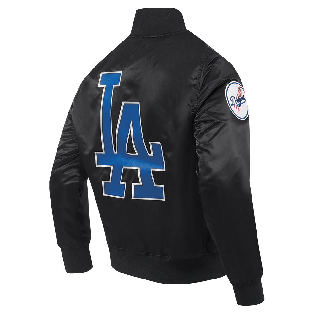 MLB LOS ANGELES DODGERS BIG LOGO WORLD SERIES MEN'S SATIN JACKET (BLACK)