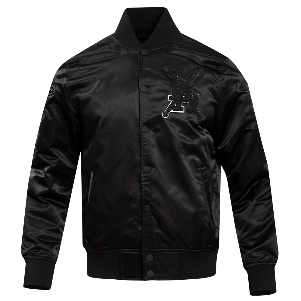 MLB LOS ANGELES DODGERS PRO TRIPLE BLACK MEN'S SATIN JACKET (TRIPLE BLACK)