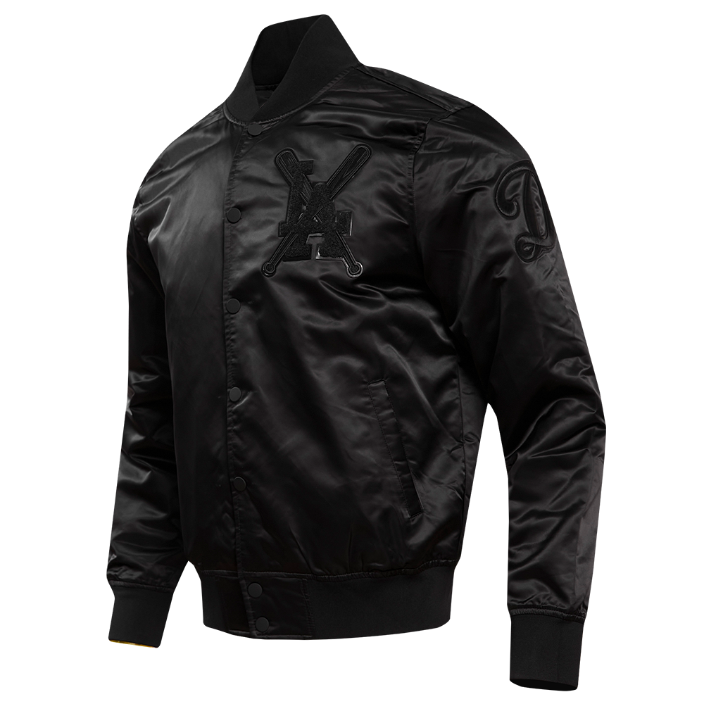 MLB LOS ANGELES DODGERS PRO TRIPLE BLACK MEN'S SATIN JACKET (TRIPLE BLACK)