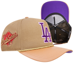 MLB LOS ANGELES DODGERS RESERVE CASQUETTE STRAPBACK BICOLORE À DEVANT PINCÉ (BEIGE/BLÉ)