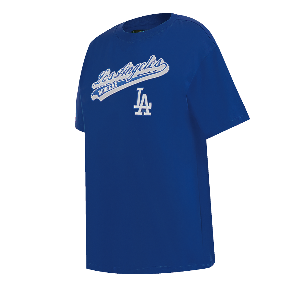 MLB LOS ANGELES DODGERS SCRIPT TAIL WOMEN'S COTTON BOYFRIEND TOP (DODGER BLUE)