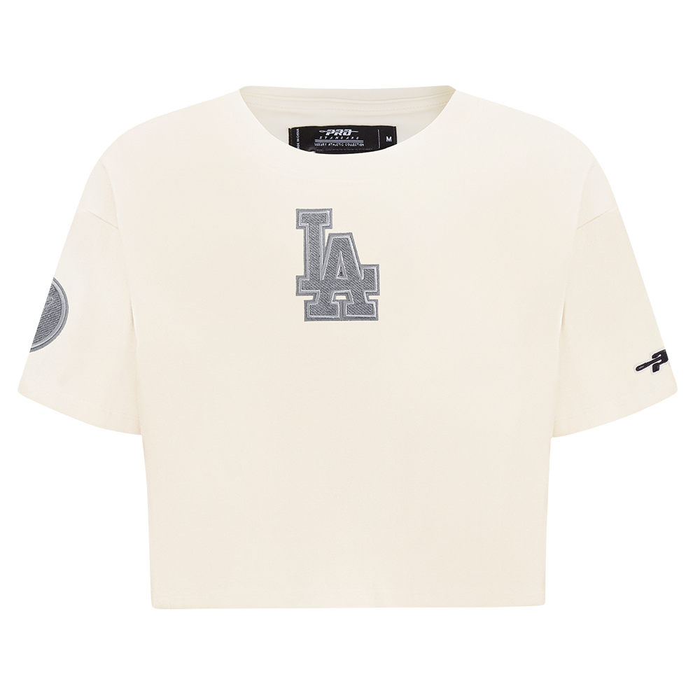 MLB LOS ANGELES DODGERS REVERSE FRENCH TERRY HAUT EN JERSEY SIMPLE À COUPE CARRÉE POUR FEMME (COQUILLE D'ŒUF)