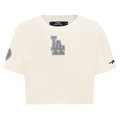 MLB LOS ANGELES DODGERS REVERSE FRENCH TERRY HAUT EN JERSEY SIMPLE À COUPE CARRÉE POUR FEMME (COQUILLE D'ŒUF)