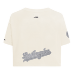 MLB LOS ANGELES DODGERS REVERSE FRENCH TERRY HAUT EN JERSEY SIMPLE À COUPE CARRÉE POUR FEMME (COQUILLE D'ŒUF)