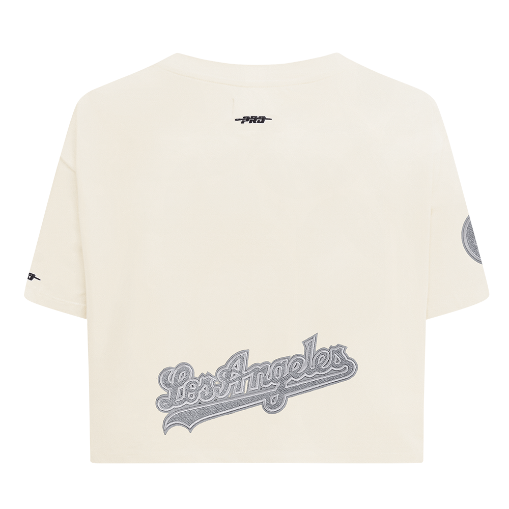 MLB LOS ANGELES DODGERS REVERSE FRENCH TERRY HAUT EN JERSEY SIMPLE À COUPE CARRÉE POUR FEMME (COQUILLE D'ŒUF)