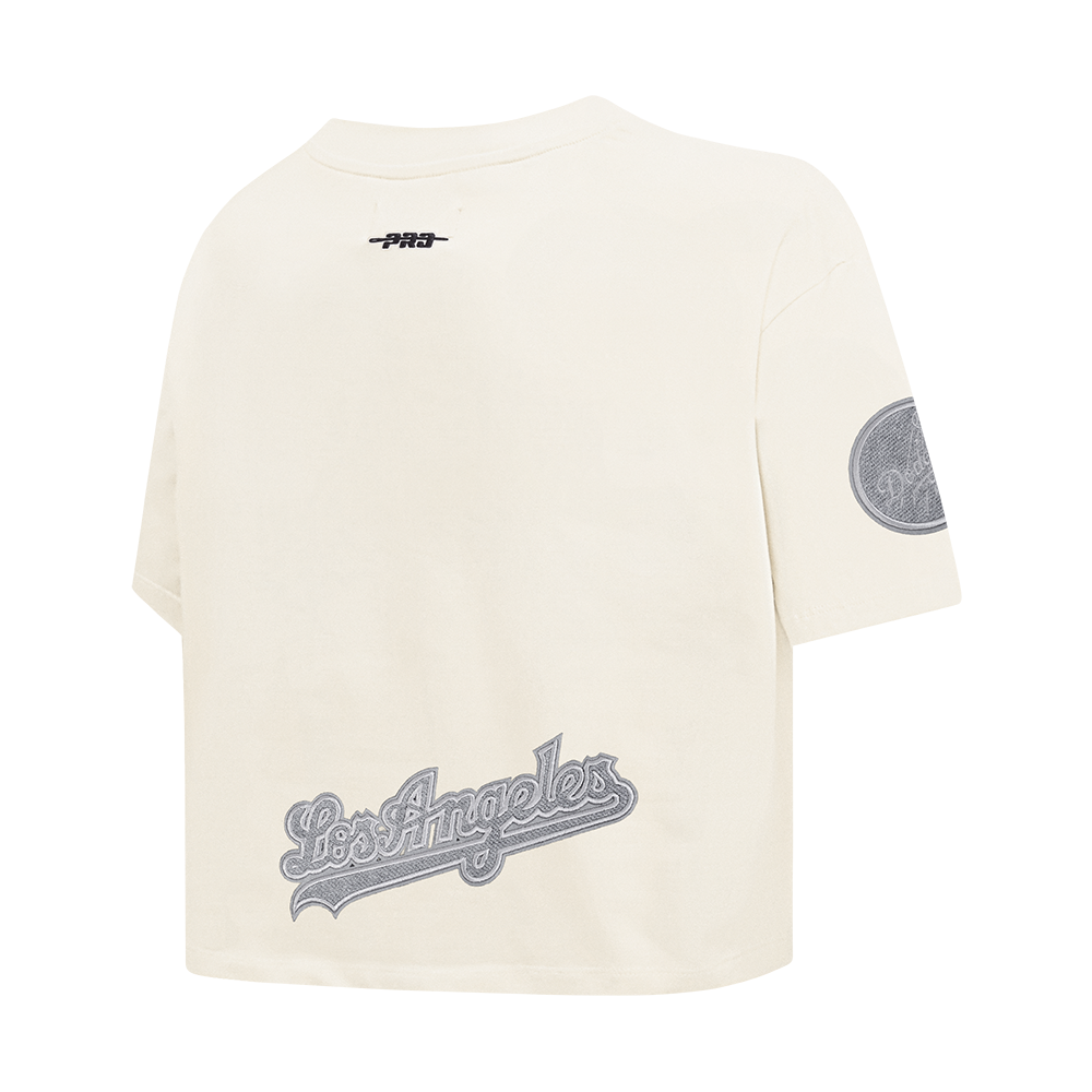 MLB LOS ANGELES DODGERS REVERSE FRENCH TERRY HAUT EN JERSEY SIMPLE À COUPE CARRÉE POUR FEMME (COQUILLE D'ŒUF)