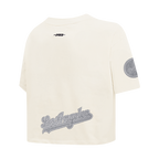 MLB LOS ANGELES DODGERS REVERSE FRENCH TERRY HAUT EN JERSEY SIMPLE À COUPE CARRÉE POUR FEMME (COQUILLE D'ŒUF)
