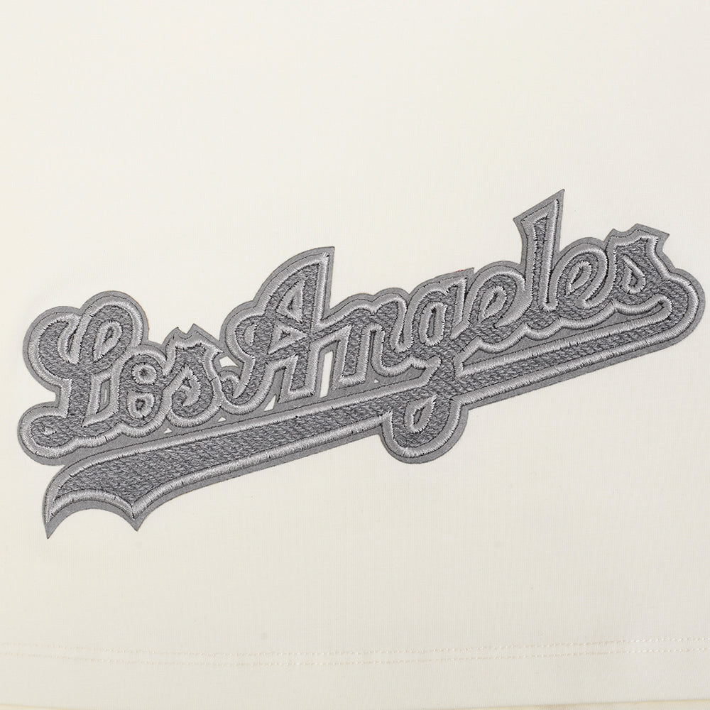 MLB LOS ANGELES DODGERS REVERSE FRENCH TERRY HAUT EN JERSEY SIMPLE À COUPE CARRÉE POUR FEMME (COQUILLE D'ŒUF)