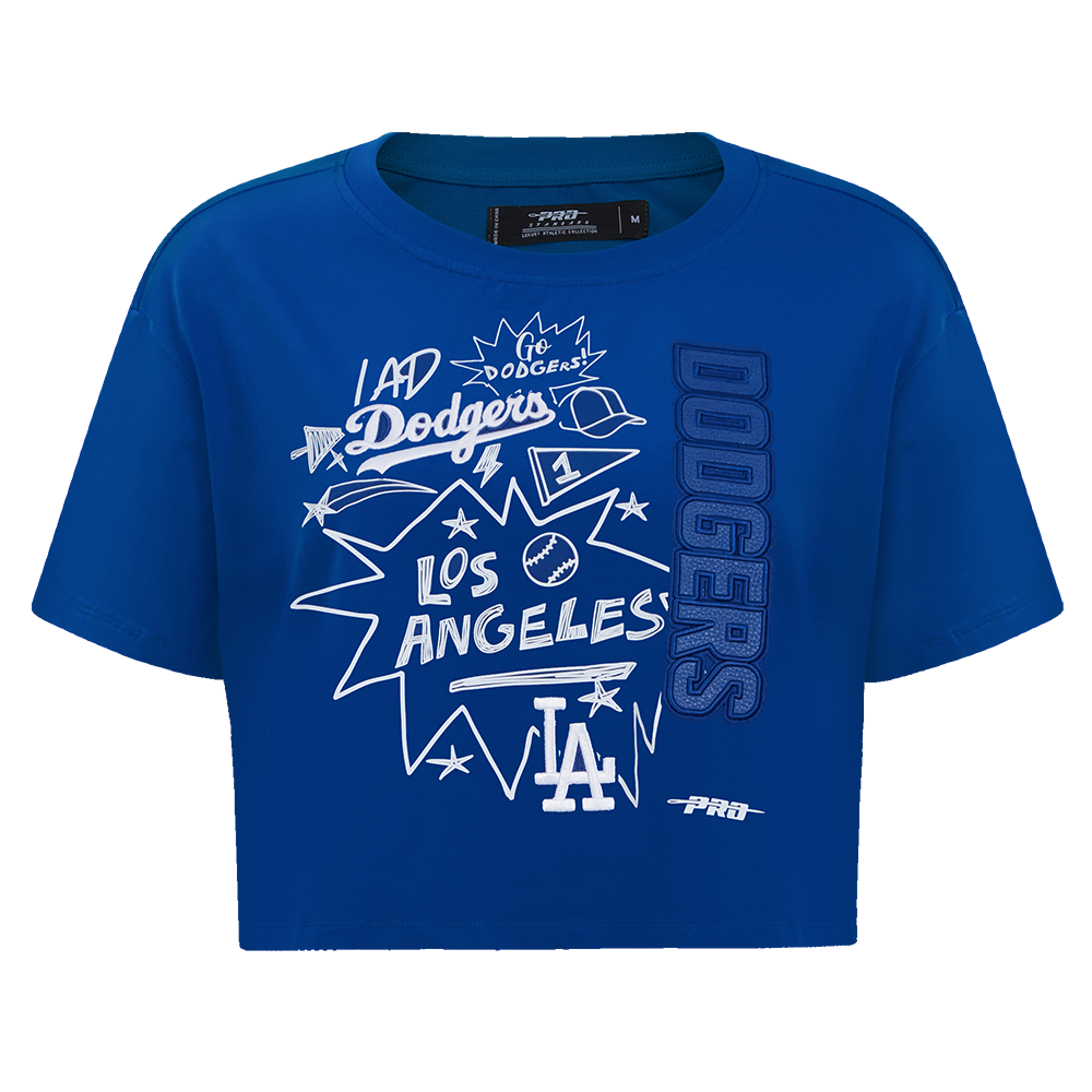 MLB LOS ANGELES DODGERS SKETCHBOOK WOMEN'S SINGLE JERSEY BOXY TEE (DODGER BLUE)