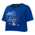 MLB LOS ANGELES DODGERS SKETCHBOOK WOMEN'S SINGLE JERSEY BOXY TEE (DODGER BLUE)
