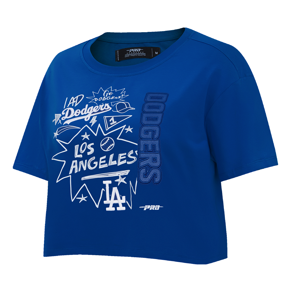 MLB LOS ANGELES DODGERS SKETCHBOOK WOMEN'S SINGLE JERSEY BOXY TEE (DODGER BLUE)
