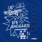 MLB LOS ANGELES DODGERS SKETCHBOOK WOMEN'S SINGLE JERSEY BOXY TEE (DODGER BLUE)