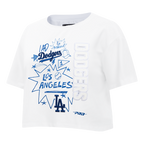 MLB LOS ANGELES DODGERS SKETCHBOOK T-SHIRT EN JERSEY SIMPLE À COUPE CARRÉE POUR FEMME (BLANC)