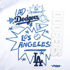 MLB LOS ANGELES DODGERS SKETCHBOOK T-SHIRT EN JERSEY SIMPLE À COUPE CARRÉE POUR FEMME (BLANC)