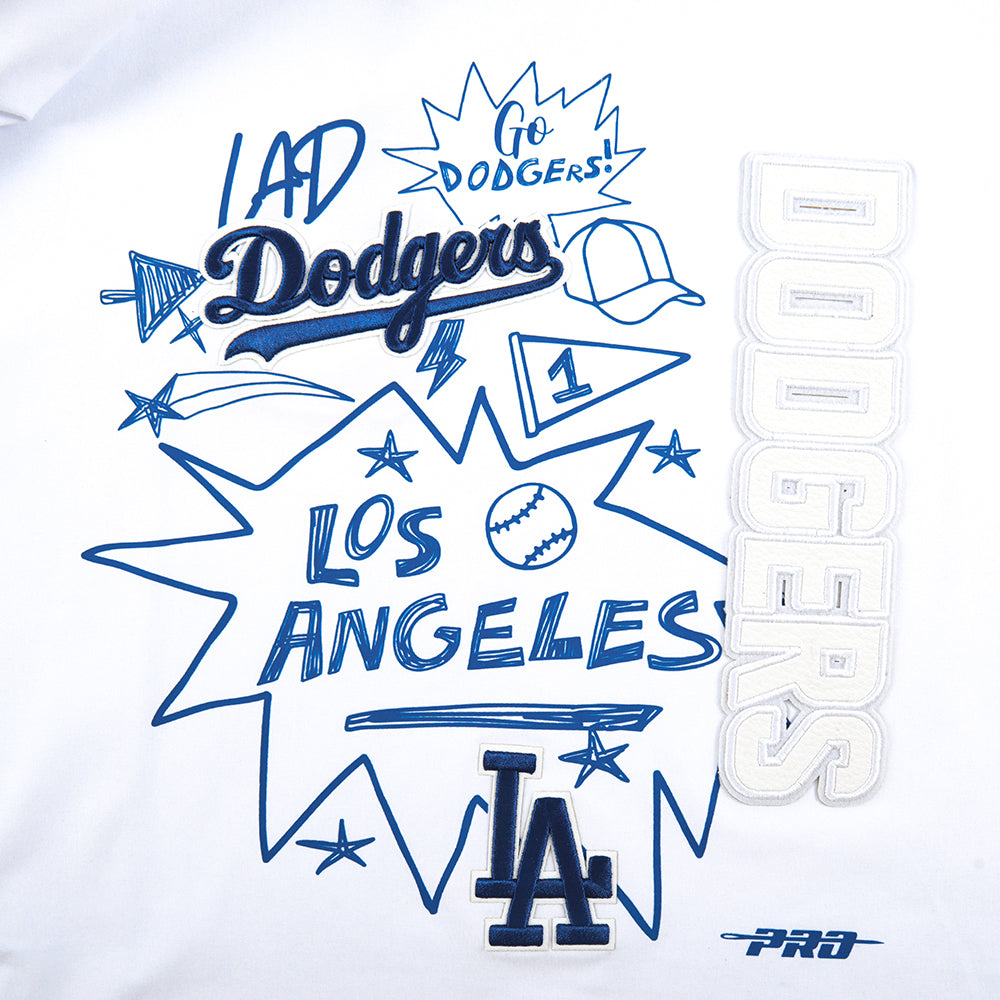 MLB LOS ANGELES DODGERS SKETCHBOOK T-SHIRT EN JERSEY SIMPLE À COUPE CARRÉE POUR FEMME (BLANC)