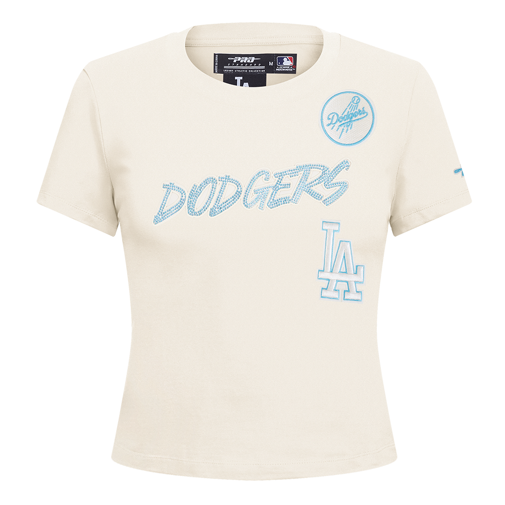 MLB LOS ANGELES DODGERS HIGH IMPACT WOMEN'S BABY DOLL TOP (EGGSHELL)