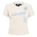 MLB LOS ANGELES DODGERS HIGH IMPACT WOMEN'S BABY DOLL TOP (EGGSHELL)