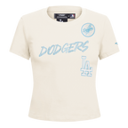 MLB LOS ANGELES DODGERS HIGH IMPACT WOMEN'S BABY DOLL TOP (EGGSHELL)