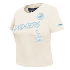 MLB LOS ANGELES DODGERS HIGH IMPACT WOMEN'S BABY DOLL TOP (EGGSHELL)