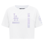 MLB LOS ANGELES DODGERS HOLOGRAM HAUT EN JERSEY SIMPLE À COUPE CARRÉE POUR FEMME (BLANC)