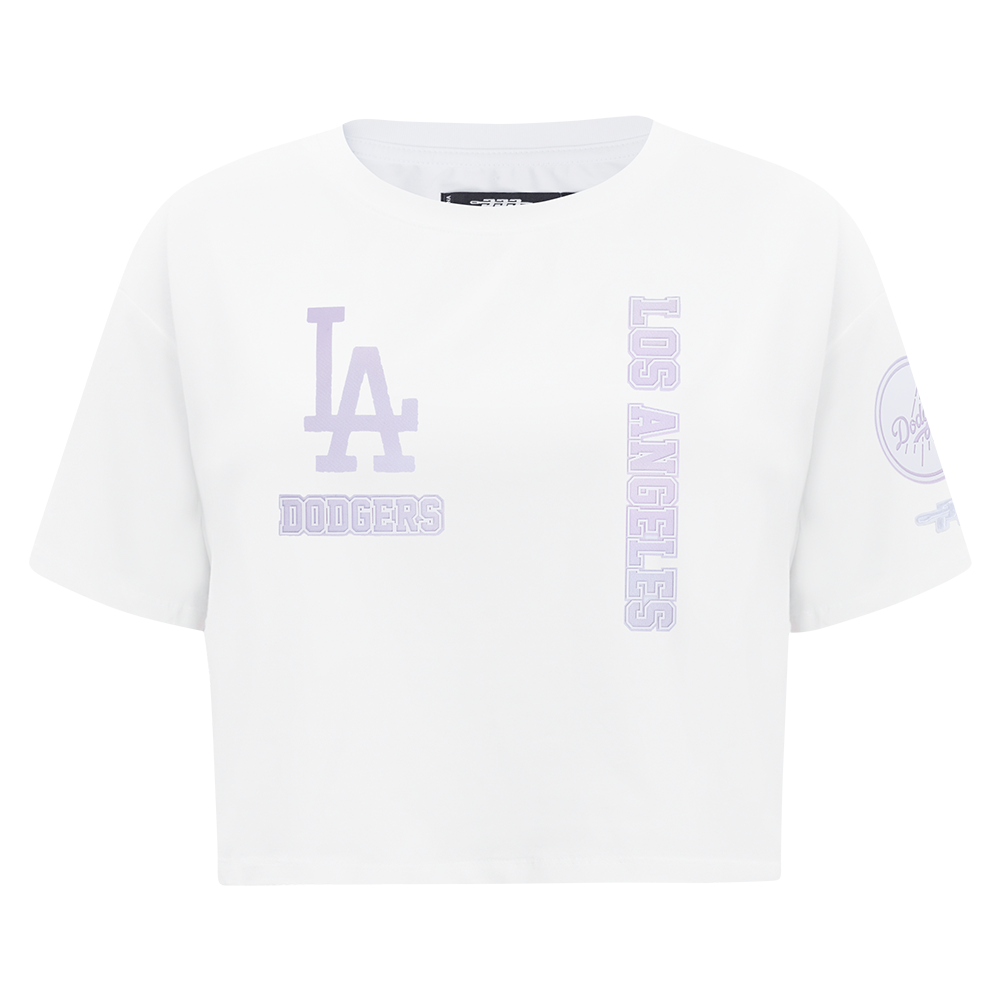 MLB LOS ANGELES DODGERS HOLOGRAM HAUT EN JERSEY SIMPLE À COUPE CARRÉE POUR FEMME (BLANC)