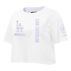 MLB LOS ANGELES DODGERS HOLOGRAM HAUT EN JERSEY SIMPLE À COUPE CARRÉE POUR FEMME (BLANC)
