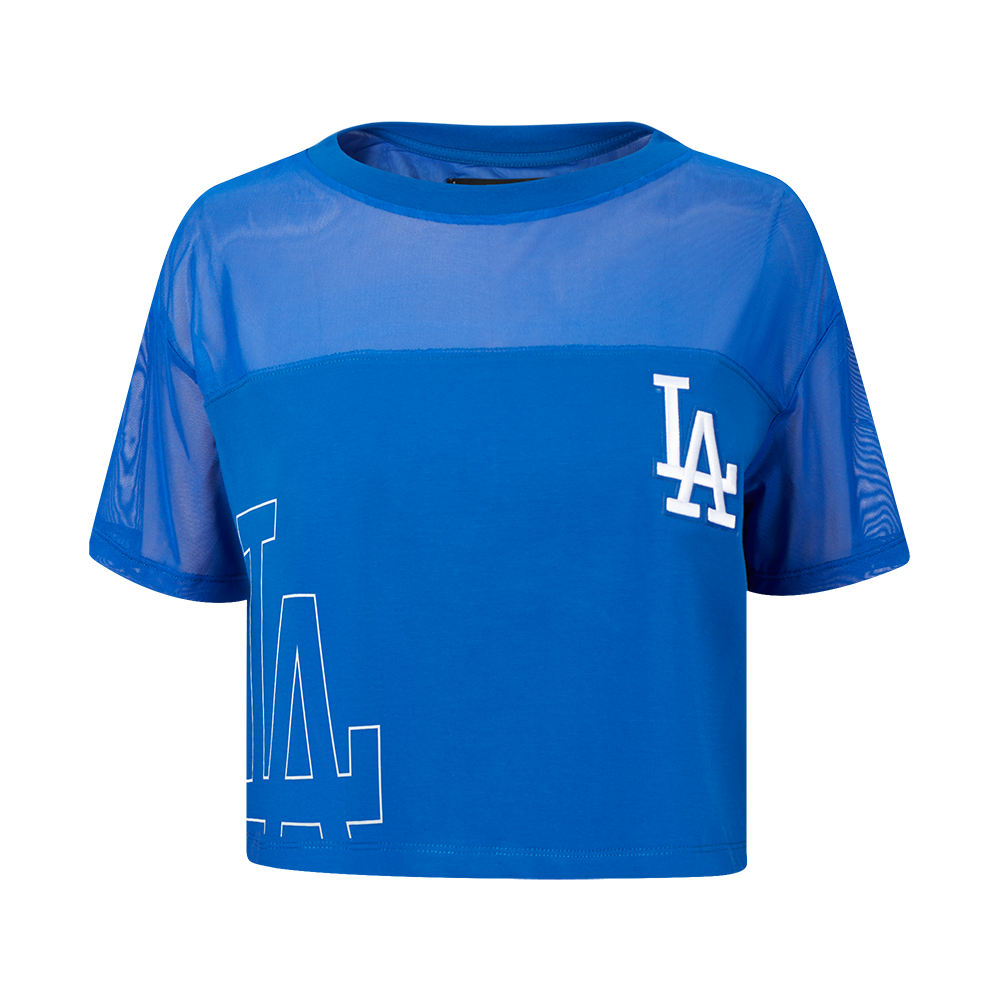 MLB LOS ANGELES DODGERS SHEER INFLUENCE HAUT COUPE CARRÉE TRANSPARENT POUR FEMME (BLEU DODGER)