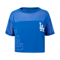 MLB LOS ANGELES DODGERS SHEER INFLUENCE HAUT COUPE CARRÉE TRANSPARENT POUR FEMME (BLEU DODGER)