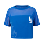 MLB LOS ANGELES DODGERS SHEER INFLUENCE HAUT COUPE CARRÉE TRANSPARENT POUR FEMME (BLEU DODGER)