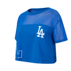 MLB LOS ANGELES DODGERS SHEER INFLUENCE HAUT COUPE CARRÉE TRANSPARENT POUR FEMME (BLEU DODGER)