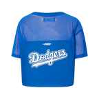 MLB LOS ANGELES DODGERS SHEER INFLUENCE HAUT COUPE CARRÉE TRANSPARENT POUR FEMME (BLEU DODGER)