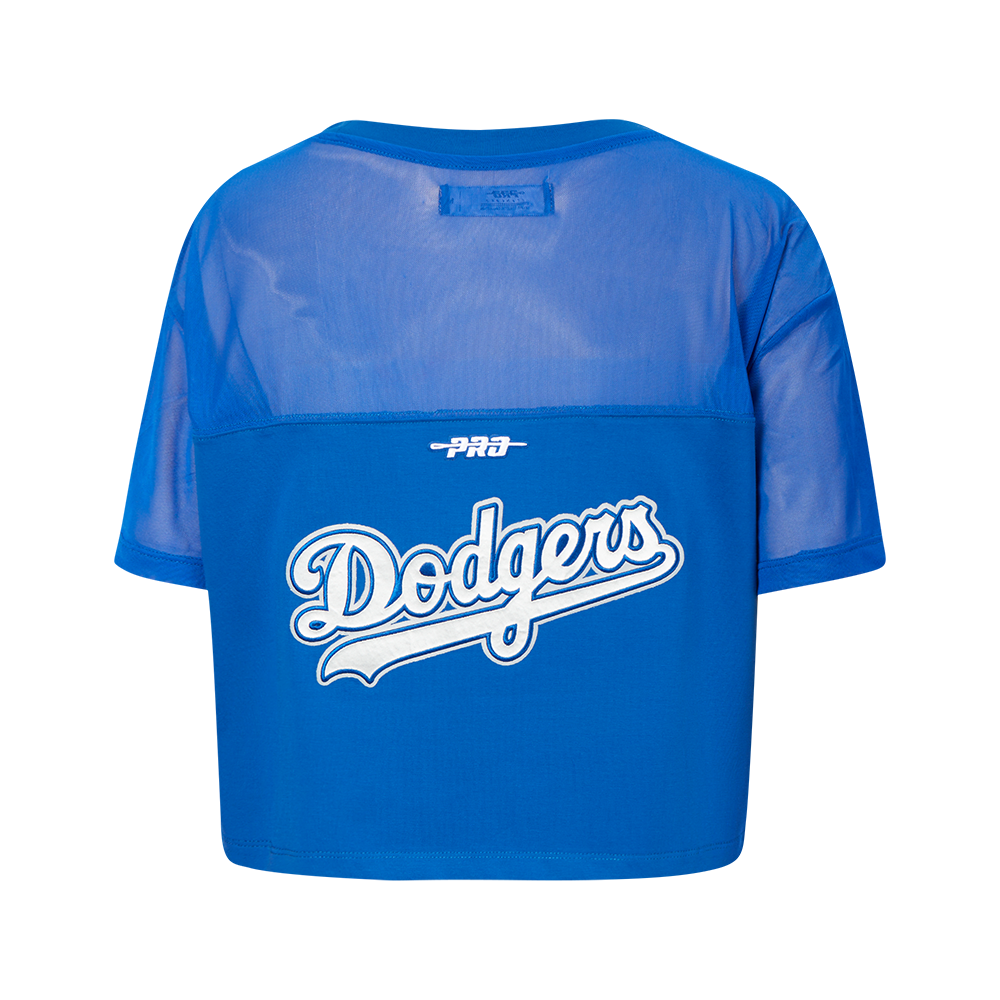 MLB LOS ANGELES DODGERS SHEER INFLUENCE HAUT COUPE CARRÉE TRANSPARENT POUR FEMME (BLEU DODGER)