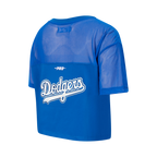 MLB LOS ANGELES DODGERS SHEER INFLUENCE HAUT COUPE CARRÉE TRANSPARENT POUR FEMME (BLEU DODGER)
